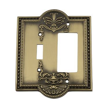 Nostalgic Warehouse 719718 Meadows Switch Plate with Toggle and Rocker, Antique Brass