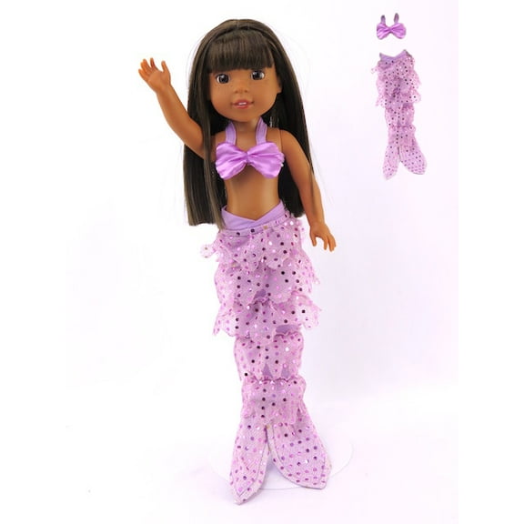 Lavender Mermaid Halloween Costume| Compatible with 14" Wellie Wisher Dolls | 14'' Inch Doll Clothing