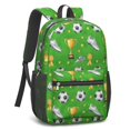 thumbnail image 2 of Soccer and Trophy Green Pattern 17" School Backpacks for Teens,Waterproof Oxford Fabric,S-Shape Padded Straps for School,Travel,Hiking,Camping, 2 of 6