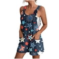 thumbnail image 2 of Sakmal Scoop Neck Womens Rompers Overalls Sleeveless Patriotic Short Jumpsuits Stars Rompers with Pockets, 2 of 5