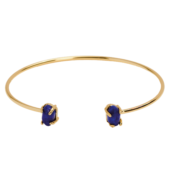 Pulseras Mujer con Piedras Naturales LuckyLy, Cuarzo Rosa, Lapislázuli o Turquesa, Baño de Oro 18k, Modelo Ivy azul UNITALLA