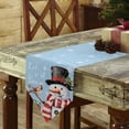 thumbnail image 3 of Table Runner Dresser Scarves Christmas Winter Snowman Bird Cotton Linen Burlap Table Cover White Snowflake on Blue Table Runners for Family Kitchen Dining Holiday Party Banquet Decor, 3 of 5