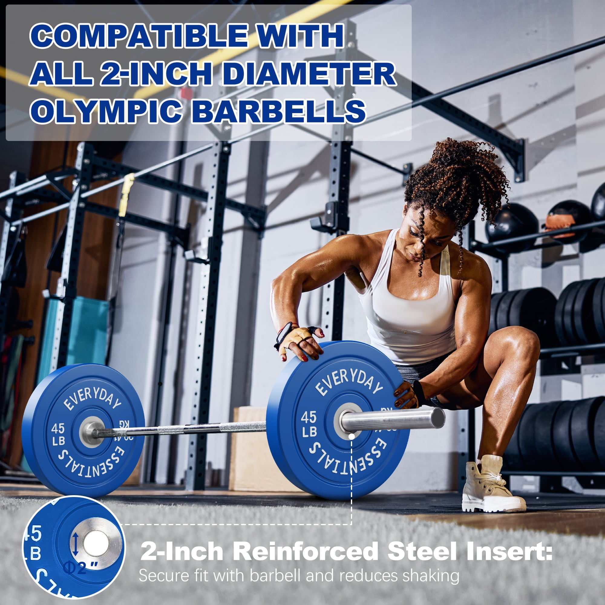 BalanceFrom Olympic Bumper Plate Weight Plate with Steel Hub, Color Coded, 45 lbs Single