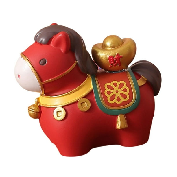 Figura de caballo de resina, estatua de caballo, adorno en miniatura para estantería de escritorio. Rojo