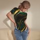 thumbnail image 3 of Balery Green Marble Body de cuello redondo de manga corta para mujer Tops de manga corta Tops básicos-Large, 3 of 7