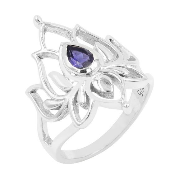 Earth Gems Jewelry Tanzanite Ring Sterling Silver Ring Lotus Design Ring Statement Ring for Women