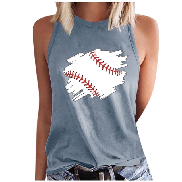 Lolmot Mode Femme Baseball Été Décontracté Imprimé Débardeur Sans Manches