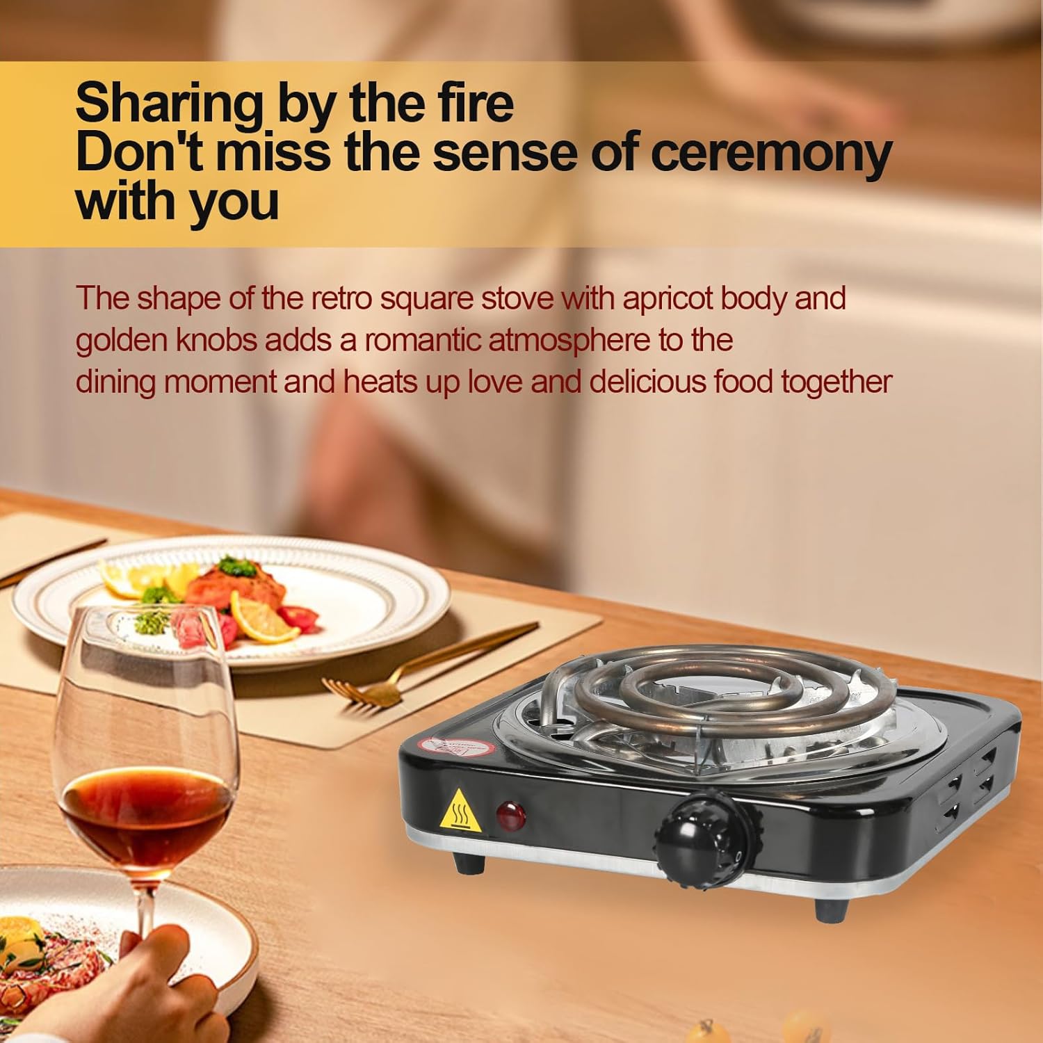 1000W Electric Single Burner, Portable Electric Hot Plate Cooktop Cookers, 5 Level Adjustable Temperature Stove Burner for Home Dorm Camping Cooking, Black