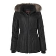 thumbnail image 1 of Womens Winter Coat Faux Fur Trim Hooded Down Alternative Puffer Jacket - Black (2X), 1 of 4
