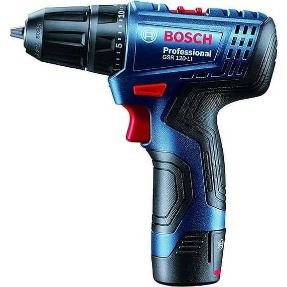 Bosch Professional GSR 120-LI Cordless Drill Driver, 12V, 10 mm Chuck with 1 x GBA 12V 2.0Ah Battery, 1 x GAL 1210 CV Charger & Carrying Case, Blue