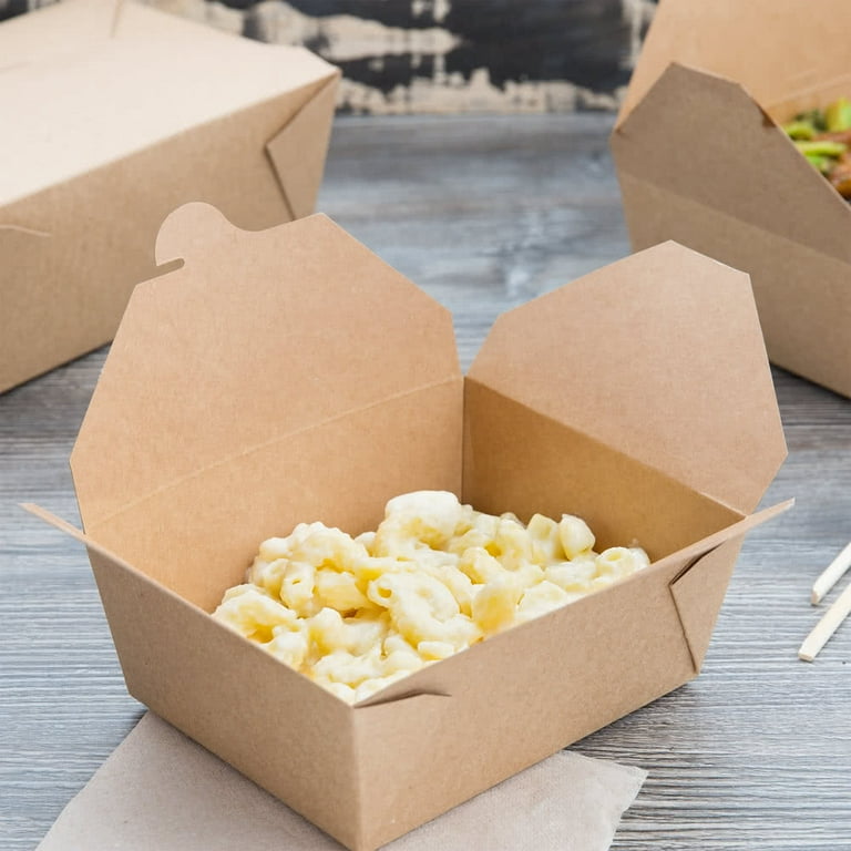 200 PACK] Take Out Food Containers 45 Oz Kraft Brown Paper Take Out Boxes Microwaveable Leak And Grease Resistant Food Containers - To Go Containers For Restaurant, Catering - Recyclable Lunch Box #8