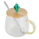 thumbnail image 3 of 400ml cute high borosilicate glass cup heatresistant mug with stainless steel spoon bamboo lid(cactus ), 3 of 5