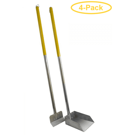 Flexrake The Scoop - Poop Scoop & Spade with Aluminum Handle Small - 3' Handle - 6.5 Wide Pan with 5.5 Wide Spade - Pack of 4