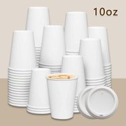 10 Oz Disposable Paper Cups Paper Coffee Cups With Lids Hot White 200PACK