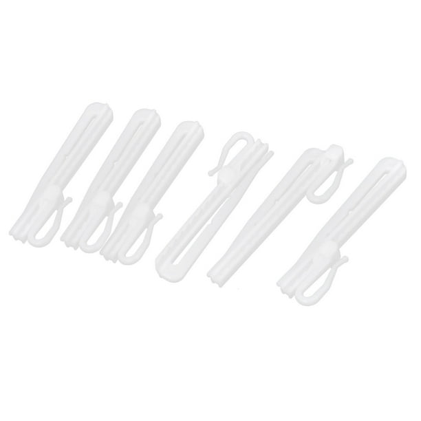 Window Curtain Drape Plastic Adjustable Clip Hooks Tape 84mm Long White  6pcs 