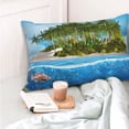 thumbnail image 4 of Zufioo Island And Coral Reef Print Double-Sided Throw Pillow Cover, Pillow Protector Home Decor - With Hidden Zipper, Suitable for Bedroom, Living Room, Car Interior-14"x20", 4 of 6