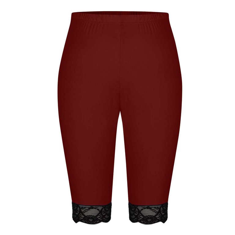 ladies leggings dress Qhfbli Under Dress Leggings for Women High Waisted Womens Leggings with Elegant Lace Trim 5 Inch Inseam for Yoga Workout Running Soft Stretch
