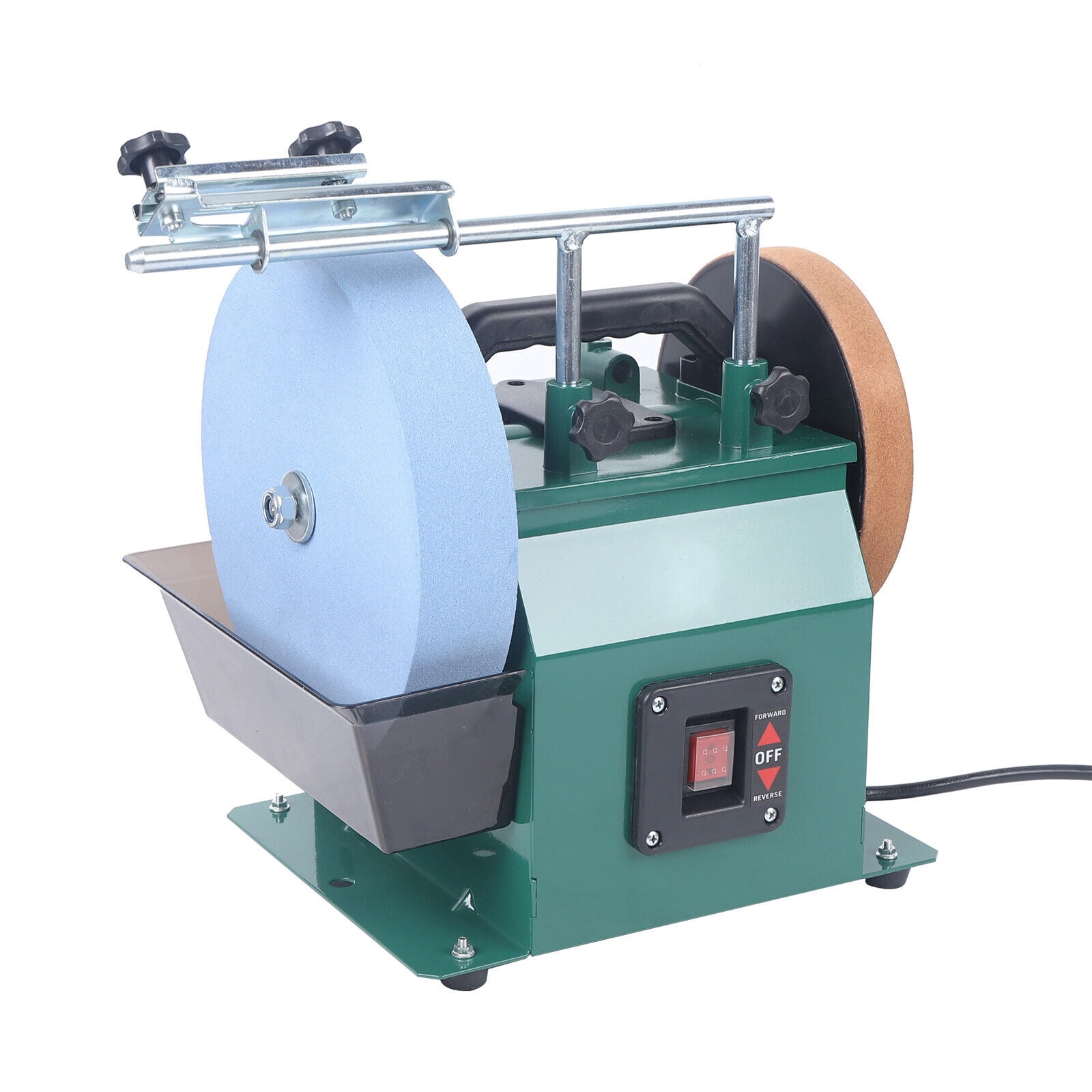 10-Inch Water-Cooled Grinder with Leather-Stropping Wheel | Adjustable Angle Guide, Onboard Carrying Handle, 220 Grit Sharpening Stone | 240W Electric Motor, Versatile Use