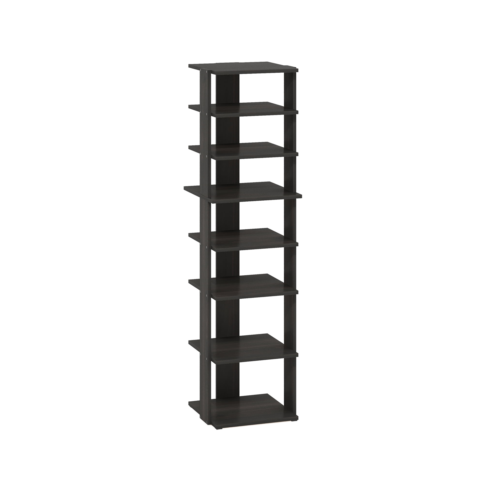 Furinno Compact 8-Tier Vertical Free Standing Shoe Tower in Shoe Rack Espresso