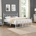 thumbnail image 2 of Metal Bed Frame Full Size, White Platform with Headboard and Footboard, Sturdy Steel Slat Support, Mattress Foundation, Metal Bed Frame for Bedroom, 2 of 7