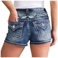 thumbnail image 3 of Conairie Women Blue Jean Shorts Slim Elastic High Waisted Denim Shorts Vintage Washed Summer Trousers with Pockets L, 3 of 9