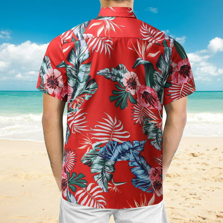 Mens Hawaiian Shirts Tropical Holiday Beach Shirts Mens Polo