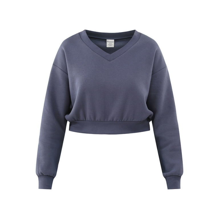 No Boundaries Cropped V Neck Sweatshirt, Women's - Walmart.com No Boundaries Cropped V Neck Sweatshirt, Women's - Walmart.com