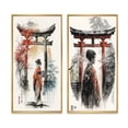 thumbnail image 2 of Designart "Graceful Portrait of an Asian Woman I" Landscape Japon Framed Wall Art Set Of 2 - White Landscapes Gallery Wall Frame Set For Home Decor, 2 of 7
