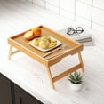 thumbnail image 4 of 2 Pack Bamboo Bed Tray Table with Folding Legs,Breakfast Trays,Serving Tray,Laptop Tray for Working,Food Snack Tray for Bed and Sofa(Natural), 4 of 6