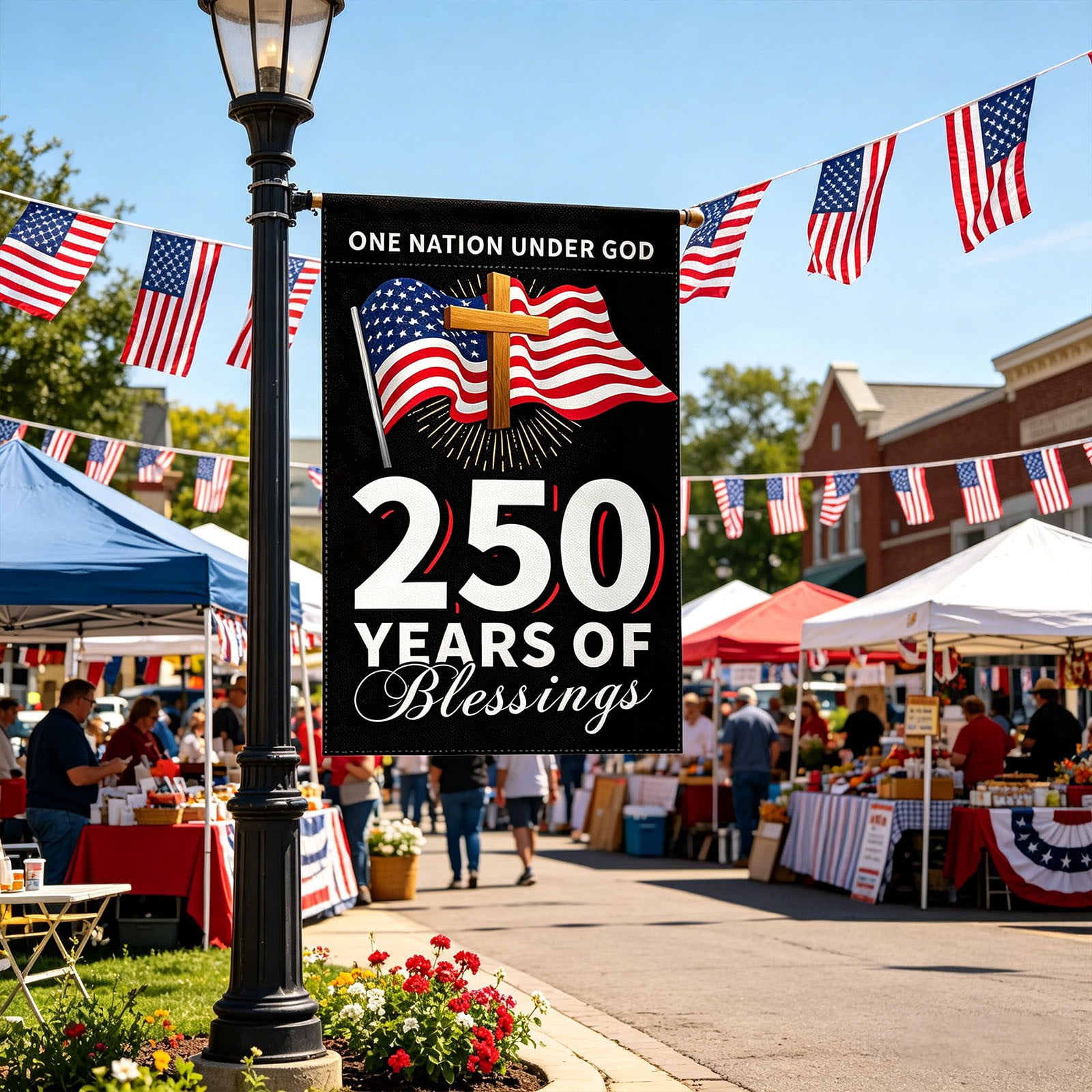 Win s Way USA 250th Anniversary Flag, Double Sided Outdoor Patriotic Decor, 12x18