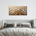 thumbnail image 3 of WFSposterLarge Wall Art for Living Room Bedroom Office Tree Art Wall Decor Gold Artwork Tree of Life Wall Art White Flower Framed Wall Decor Modern Canvas Prints, 3 of 6