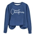 thumbnail image 2 of VgaVtl Women Christmas Sweatshirt Blue Womens Oversized Sweatshirt Holiday Long Sleeve Crew Neck Comfy Pullover Sweatshirt, 2 of 4