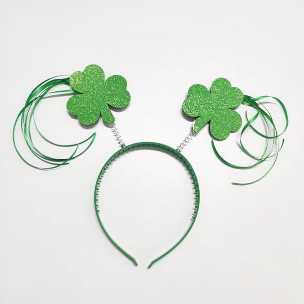 Diadema con lazo para festival, sombrero pequeño verde para el día de San Patricio, collar con trébol