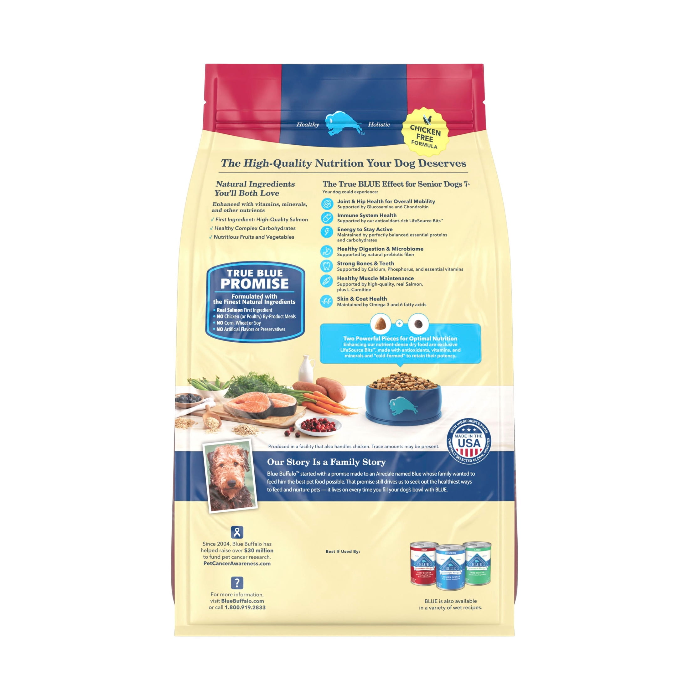 Blue Buffalo Life Protection Chicken-Free Senior 7+ Dry Dog Food Salmon & Rice 5lb Bag