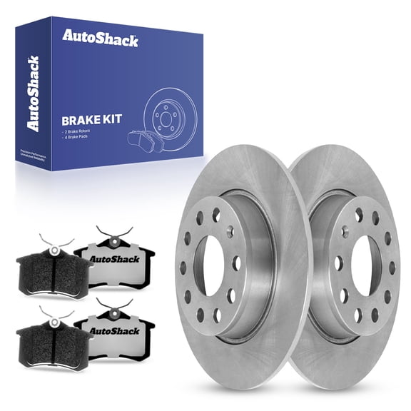 AutoShack Rear Brake Rotors Ceramic Brake Pads | Replacement for 2011 2015 VW Golf 2014 Jetta 2019 Golf Alltrack Golf SportWagen 2011-2013 Audi A3 1.4L 1.8L 2.0L 2.5L AWD FWD | 6-PC Brake Kit