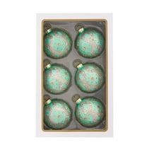 Kurt Adler 80MM Glass Teal and Blue Glass Ornaments, 6-Piece Box
