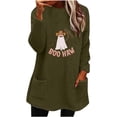 thumbnail image 2 of FcBaudy Hauts pour Femmes, Blouses & Chemises à Manches Longues Col Rond, Chemises pour Femmes Noël Col Rond Imprimé Poche Manches Longues Manteau Épais Chaud Blouse pour Femmes, 2 of 4