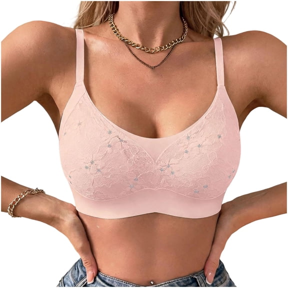 ByworldtasicNo Boundaries No Underwire V-Neck Bra Lace Soft Support Comfort Bra for Women Everyday T-Shirt Bralette