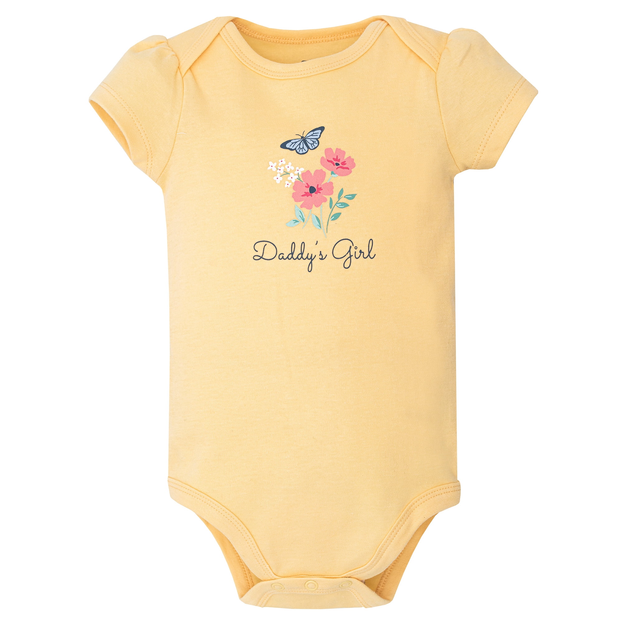 Hudson Baby Infant Girls Cotton Bodysuits 5-Pack, Butterfly Floral, Newborn