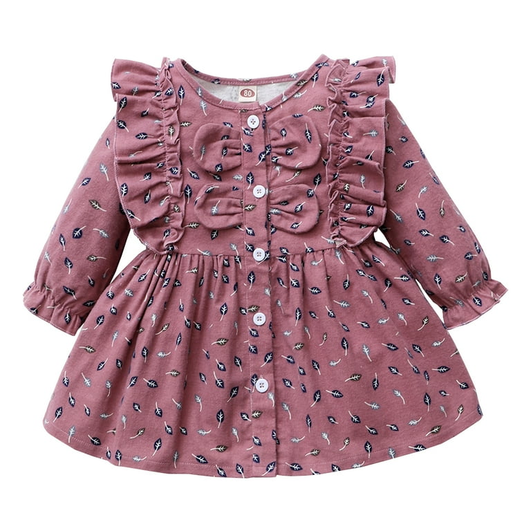Infant Baby Girl Clothes Baby Girl Dress Long Sleeve Dress Ruffle