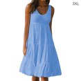 thumbnail image 1 of Robe Femme Col Rond Robe à Bretelles Fille Col Sans Manches Vêtements de Plage, Bleu Ciel, 3TG, 1 of 5