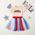 thumbnail image 2 of Toddler Baby Girl 4th of July Outfit American Flag T-Shirt And Tulle Tutu Skirts Set Kids Fourth Of July Dress Summer Clothes, 2 of 7