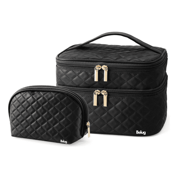 Estuches De Maquillaje Bolsa Cosmetiquera Set 2 Neceser Belug, Negro
