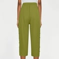 thumbnail image 3 of Cyglowse Capris for Women Petite Length Plus Size Pull on Pedal Pushers Dress Capris Summer Wide Leg Casual Cropped Pants with Pockets Green XL, 3 of 6
