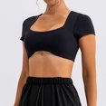 thumbnail image 5 of OSOLU Women Short Sleeve Crop Tops Yoga T-Shirt Tshirts Tee Bare Feel Solid Color For Running & Fitness Soft Dailywear, 5 of 7