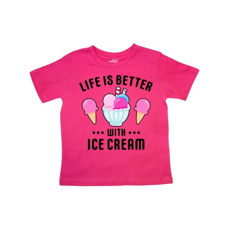 

Inktastic Life is Better with Ice Cream with Bowl and Two Cones Gift Toddler Boy or Toddler Girl T-Shirt