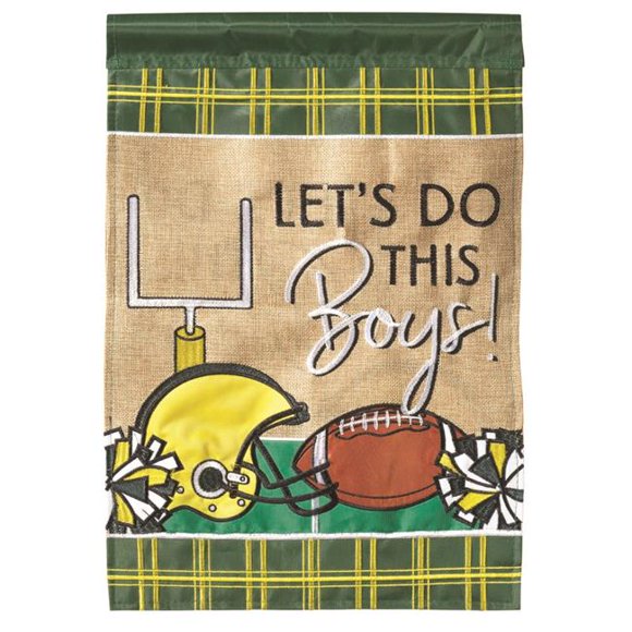 Magnolia Gardens M010091 13 x 18 in. Double Applique Football Bay Green & Gold Polyester Garden Flag