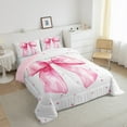 thumbnail image 4 of Feelyou Pink Watercolor Bowknot Bedding Comforter Set for Kids, Cartoon Stars Print Twin Comforter Sets, Fairy Tale Princess Reversible Bedding Set, Microfiber Bedroom Decor, 2pcs, 4 of 9