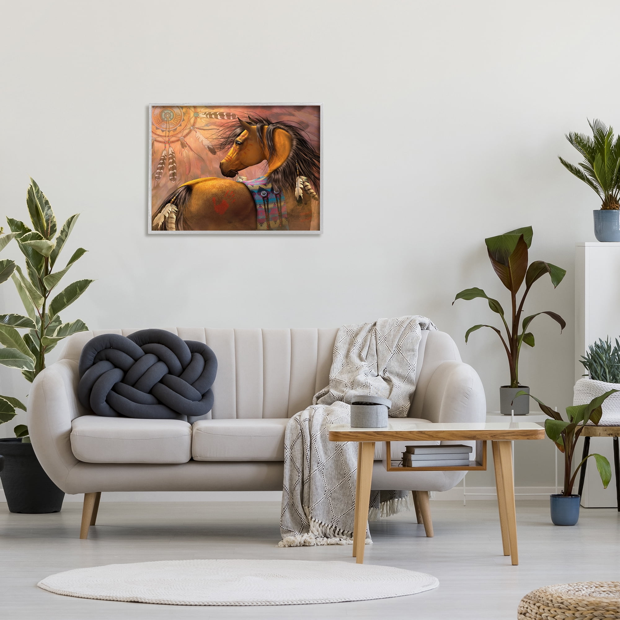 Stupell Industries Kiowa Gold Stallion Animals & Insects Painting Gray Framed Art Print Wall Art, 30 x 24