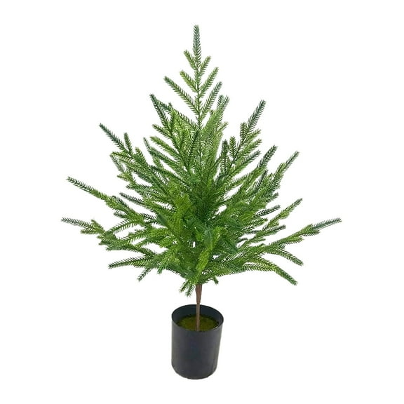 Norfolk Pine Tree with Pot, Tabletop Christmas Tree with Real Touch PE Branch Tips for Front Porch Kitchens Home Indoor Outdoor Xmas Decor, 2 Ft, 1 Pcs